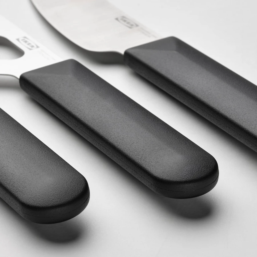 Набор ножей для сыра - IKEA SKARLANGA/SKÄRLÅNGA, 3 предмета, нержавеющая сталь/черный, СКЭРЛОНГА ИКЕА (изображение №5)
