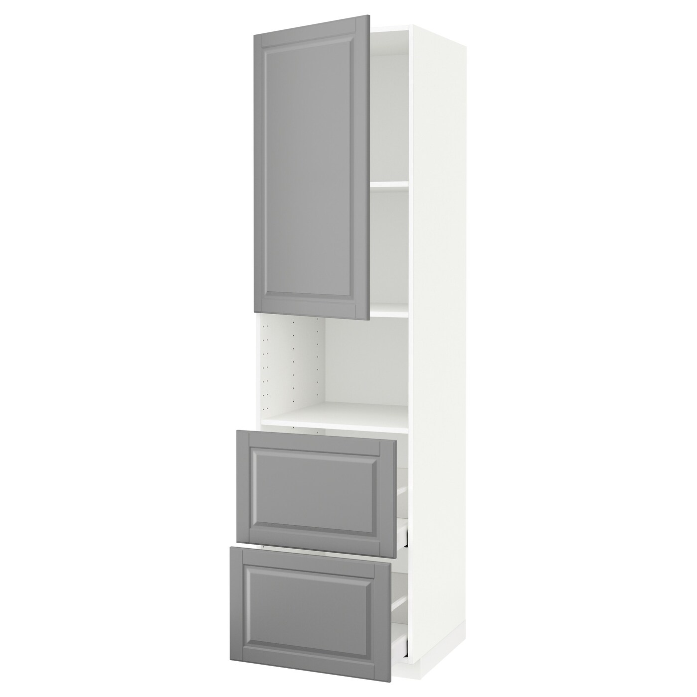 Высокий шкаф с ящиками - IKEA METOD/MAXIMERA/МЕТОД/МАКСИМЕРА ИКЕА, 220х60х60 см, белый/серый