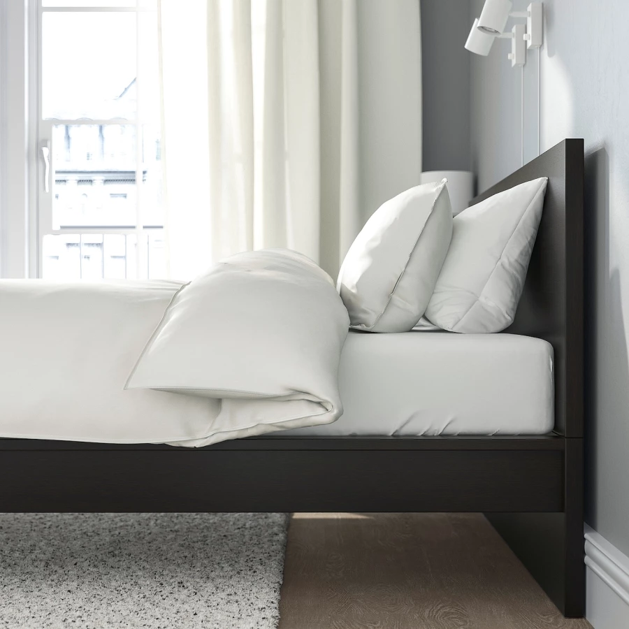 Кровать - IKEA MALM, 200х160 см, матрас средней жесткости, черный, МАЛЬМ ИКЕА (изображение №7)