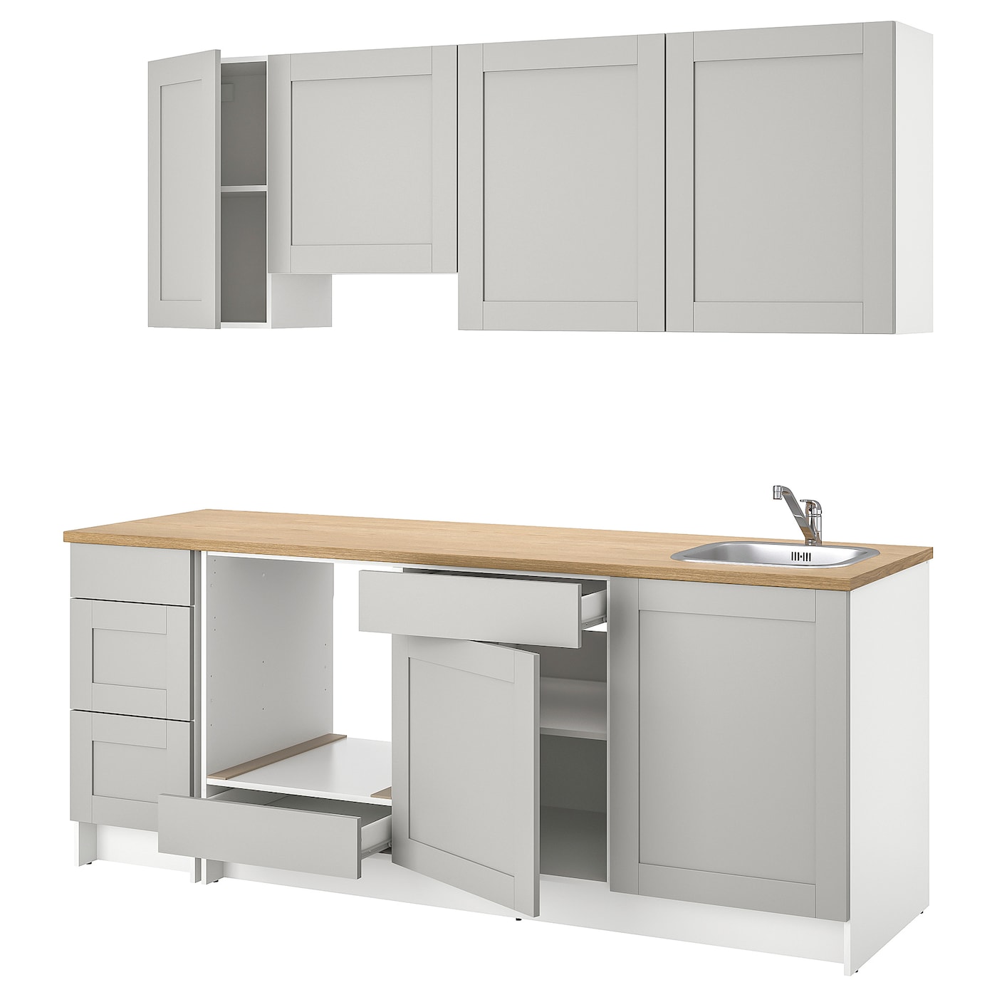 Кухонная комбинация для хранения вещей - KNOXHULT IKEA/ КНОКСХУЛЬТ ИКЕА, 220х61х220 см, бежевый/серый