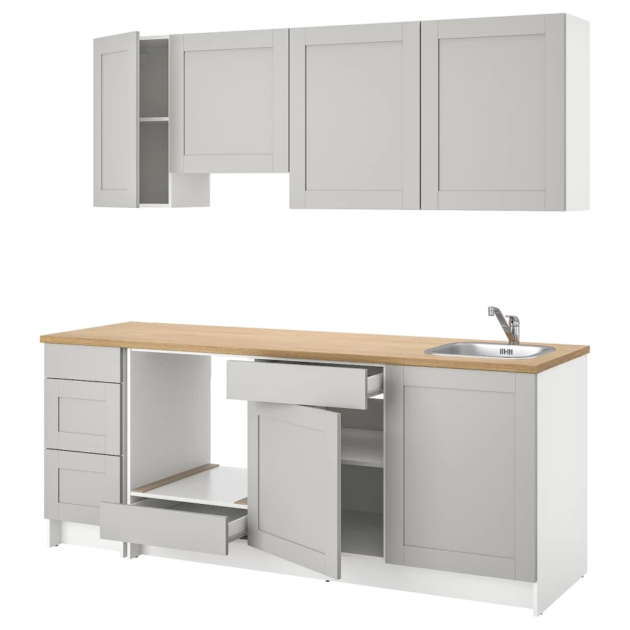 Кухонная комбинация для хранения вещей - KNOXHULT IKEA/ КНОКСХУЛЬТ ИКЕА, 220х61х220 см, бежевый/серый (изображение №1)