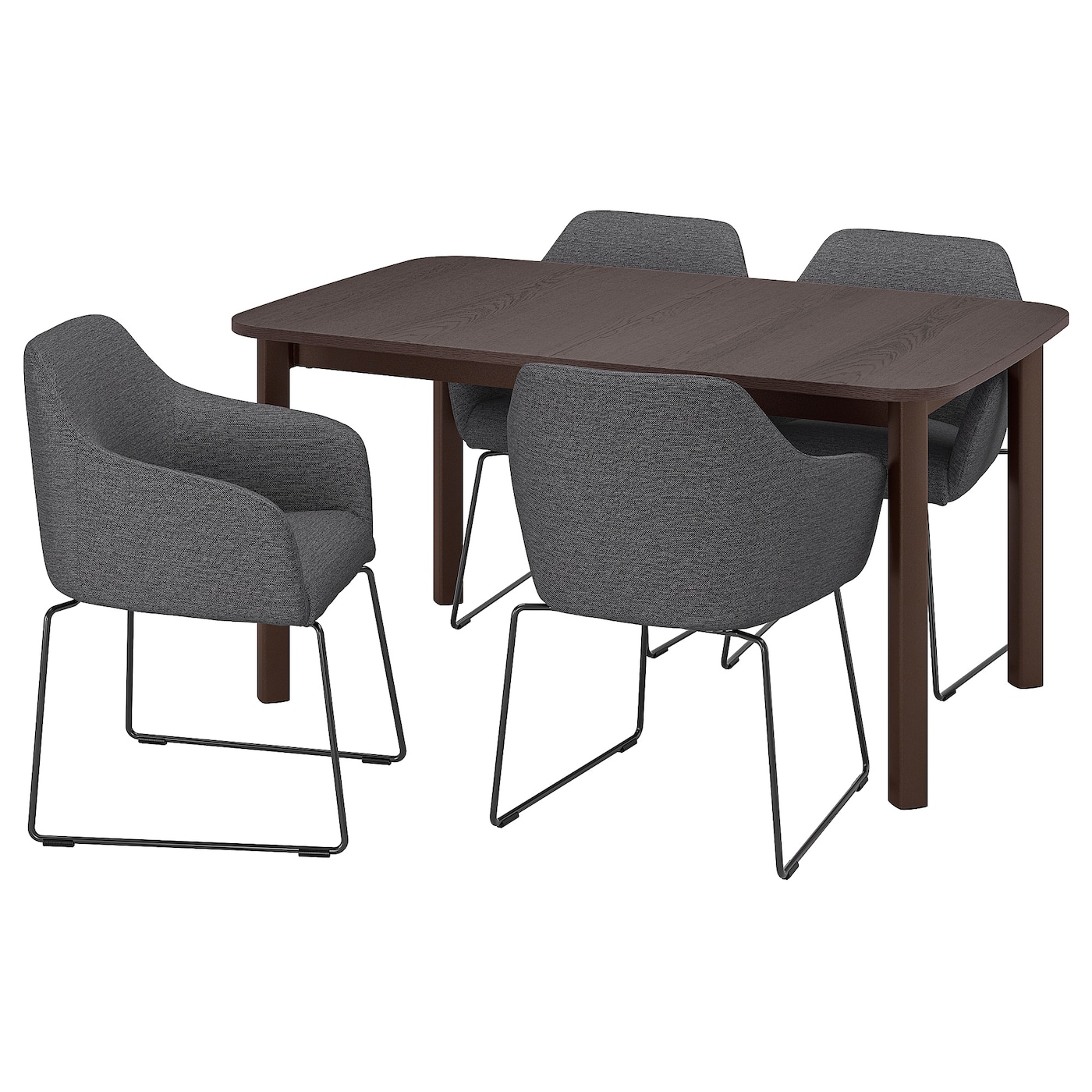 Стол 4 стула - STRANDTORP  / BERGMUND IKEA/ СТРАНДТОРП/БЕРГМУНД ИКЕА, 205х95х75 см, серый/черный