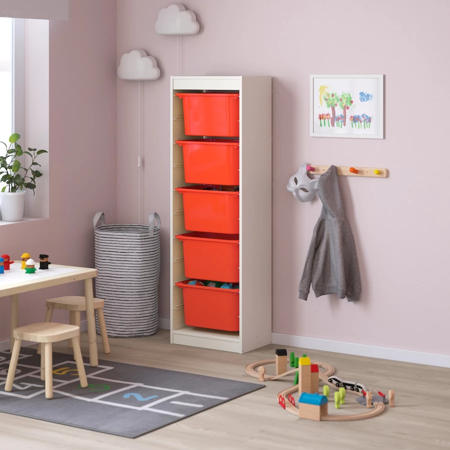 Стеллаж - IKEA TROFAST, 46х30х145 см, белый/оранжевый, ТРУФАСТ ИКЕА (изображение №2)