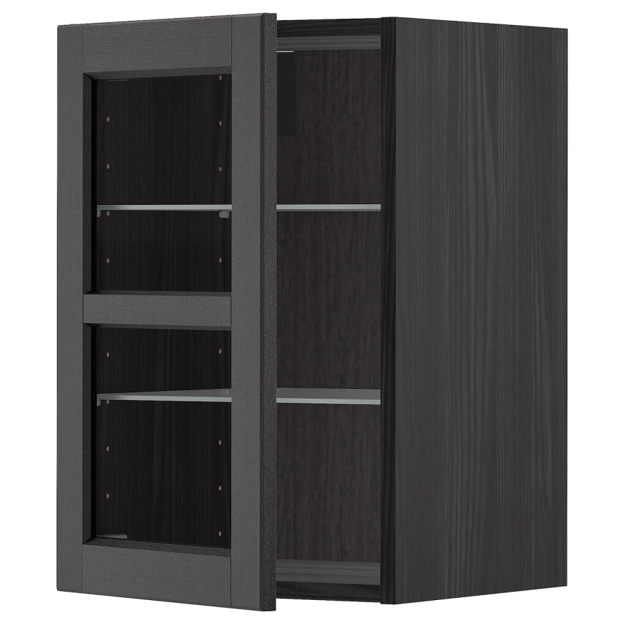 Шкаф со стеклянными дверцами  - METOD  IKEA/  МЕТОД ИКЕА, 60х40 см, черный (изображение №1)