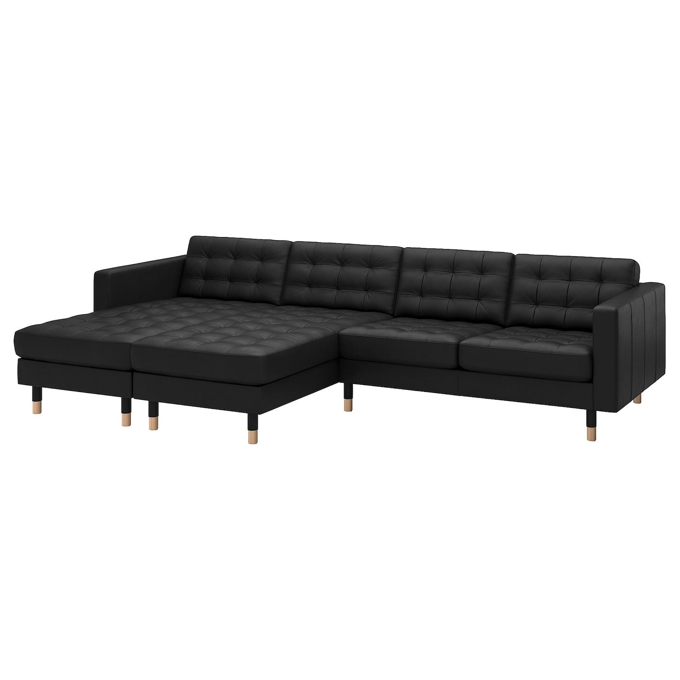 4-местный диван с шезлонгом - IKEA LANDSKRONA, 78x320см, черный, ЛАНДСКРУНА ИКЕА