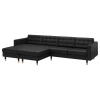 4-местный диван с шезлонгом - IKEA LANDSKRONA, 78x320см, черный, ЛАНДСКРУНА ИКЕА
