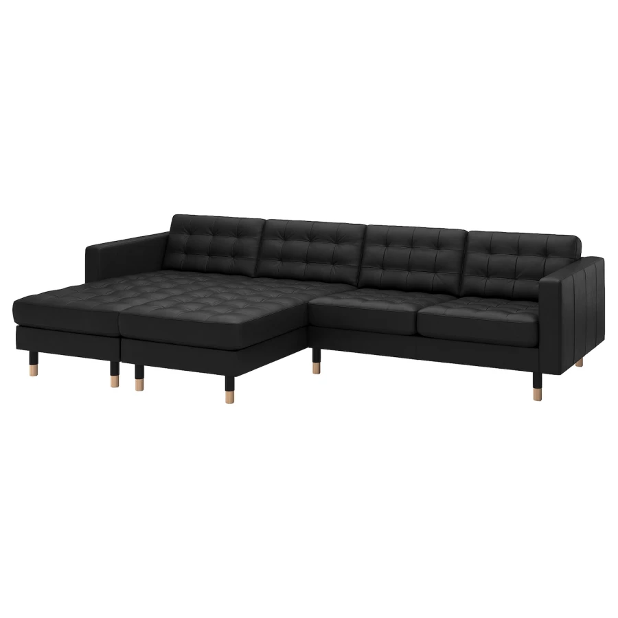 4-местный диван с шезлонгом - IKEA LANDSKRONA, 78x320см, черный, ЛАНДСКРУНА ИКЕА (изображение №1)
