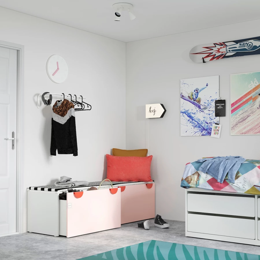 Шкаф детский - IKEA SMÅSTAD/SMASTAD, 90x50x48 см, белый/розовый, СМОСТАД ИКЕА (изображение №4)