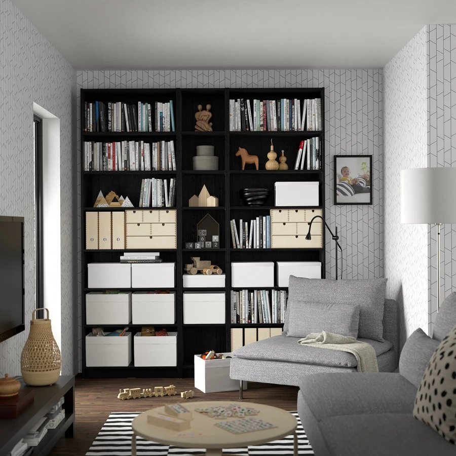 Книжный шкаф -  BILLY IKEA/ БИЛЛИ ИКЕА, 200х28х237 см,  черный (изображение №2)