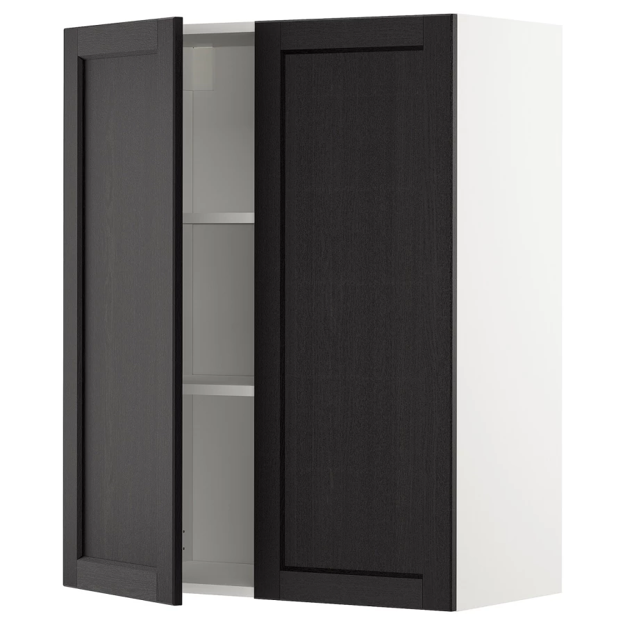Навесной шкаф с полкой - METOD IKEA/ МЕТОД ИКЕА, 100х80 см,  белый/черный (изображение №1)