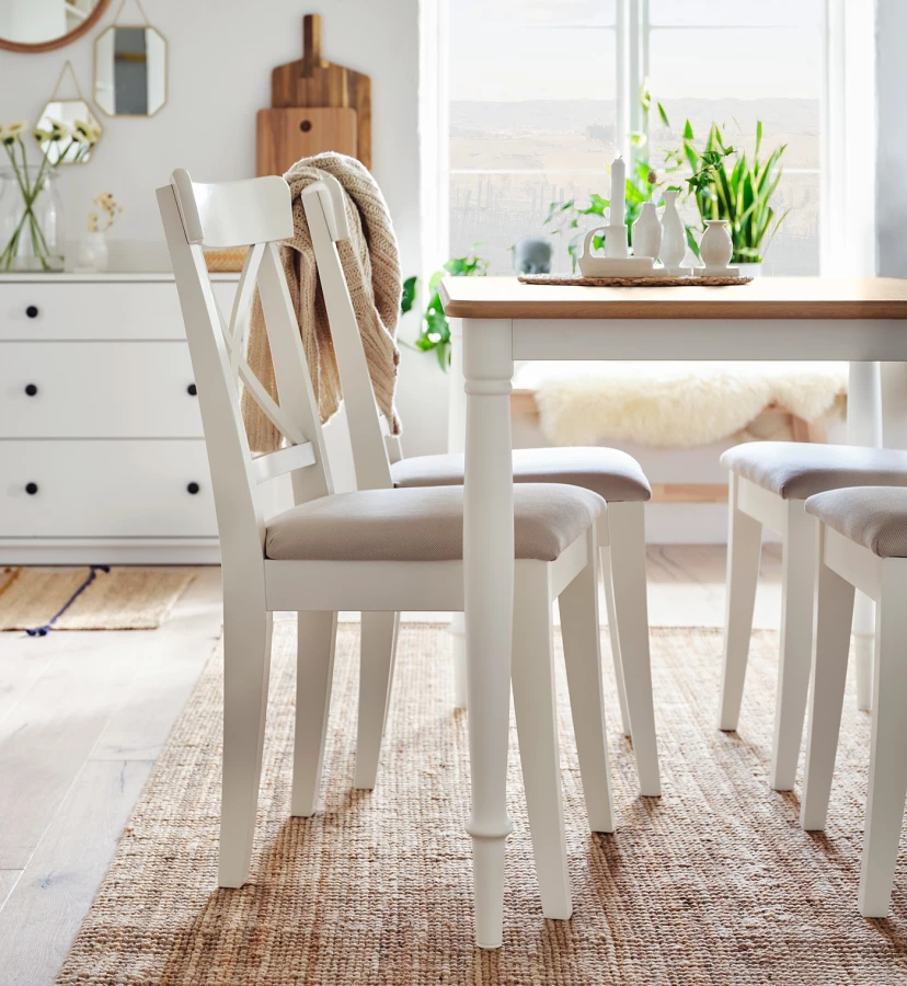 Мягкий деревянный стул - ИКЕА INGOLF/ИНГОЛЬФ ИКЕА, 40х91х53, белый (изображение №4)