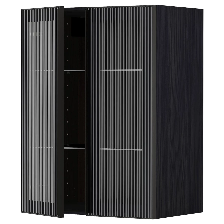 Шкаф и 2 стеклянные двери -  METOD IKEA/ МЕТОД ИКЕА, 80х60 см, черный (изображение №1)