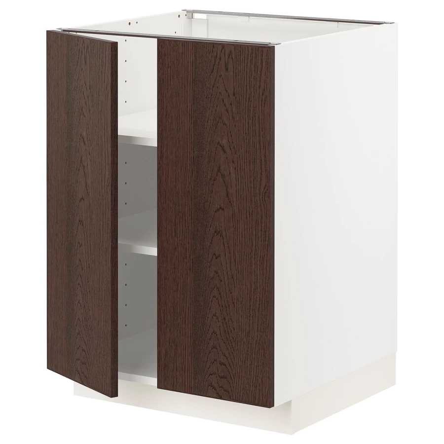 Напольный шкаф - IKEA METOD, 88x62x60см, белый/темно-коричневый, МЕТОД ИКЕА (изображение №1)