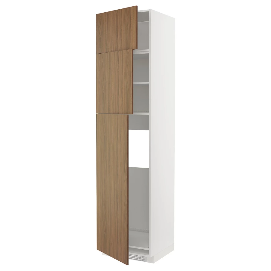 Высокий кухонный шкаф - IKEA METOD/МЕТОД ИКЕА, 240х60х60 см, белый/коричневый (изображение №1)
