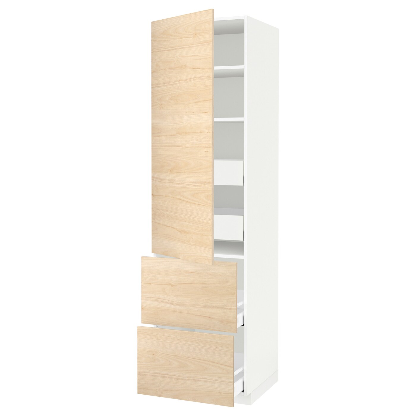 Высокий шкаф - IKEA METOD/MAXIMERA/МЕТОД/МАКСИМЕРА ИКЕА, 220х60х60 см, белый/под беленый дуб