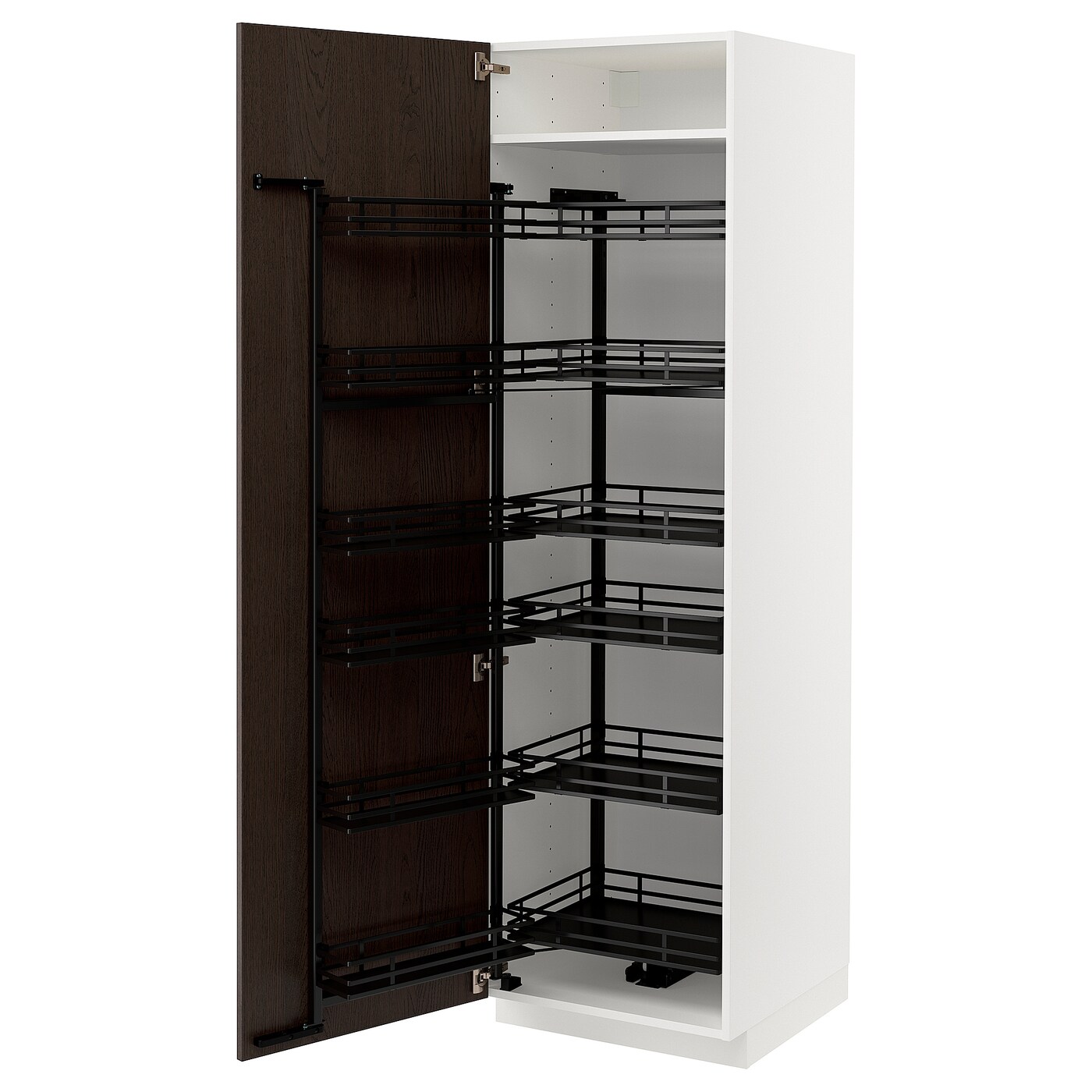 Высокий шкаф с выдвижной кладовой - IKEA METOD/МЕТОД ИКЕА, 60х60х200 см, черный/белый