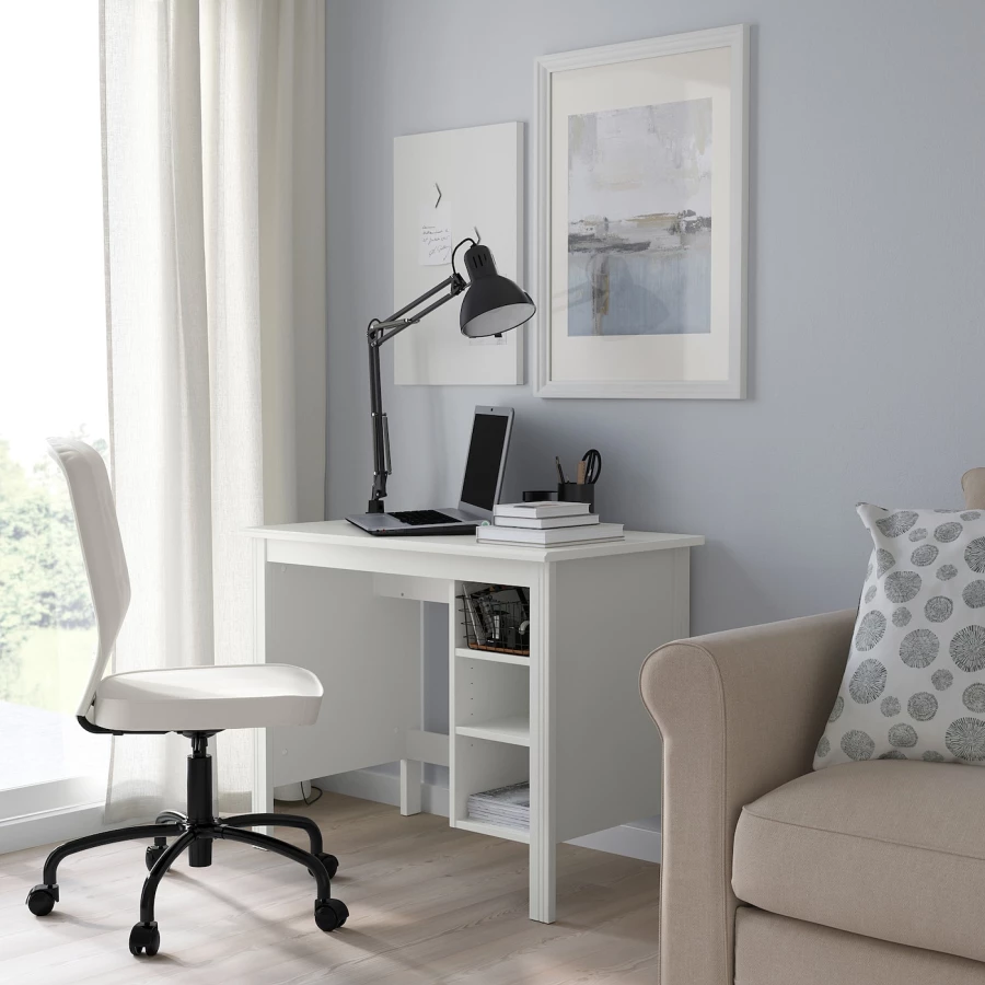 Письменный стол - BRUSALI IKEA/ БРУСАЛИ ИКЕА,  90х73 см, белый (изображение №2)
