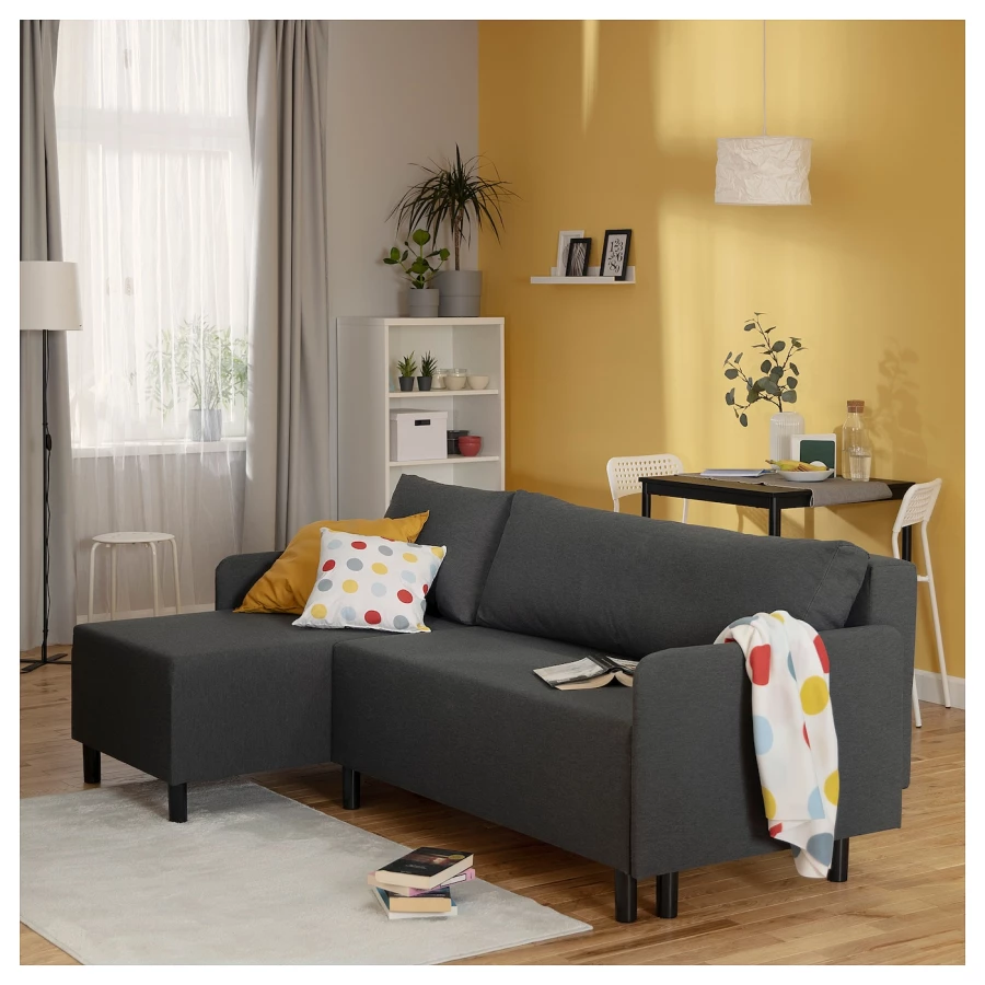 3-местный диван с кушеткой - IKEA BRUKSVARA/БРУКСВАРА ИКЕА, 203х85х80 см, черный (изображение №4)