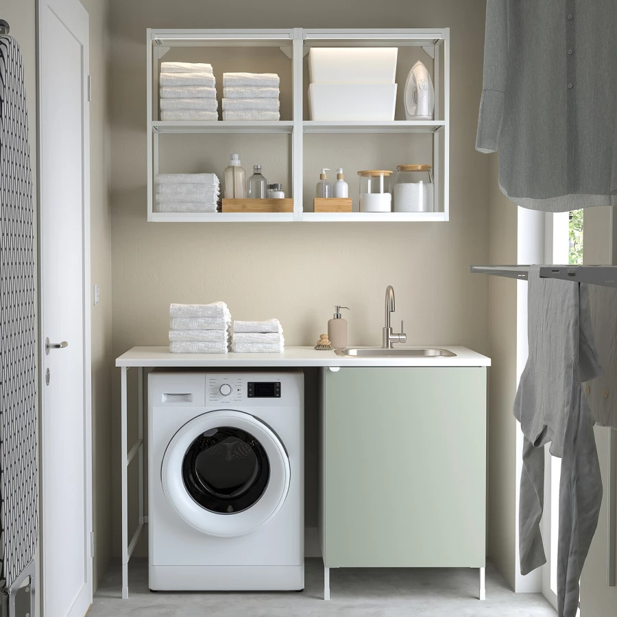 Кухонная комбинация  - ENHET  IKEA/ ЭНХЕТ ИКЕА, 139х87.5 см, белый/зеленый (изображение №2)