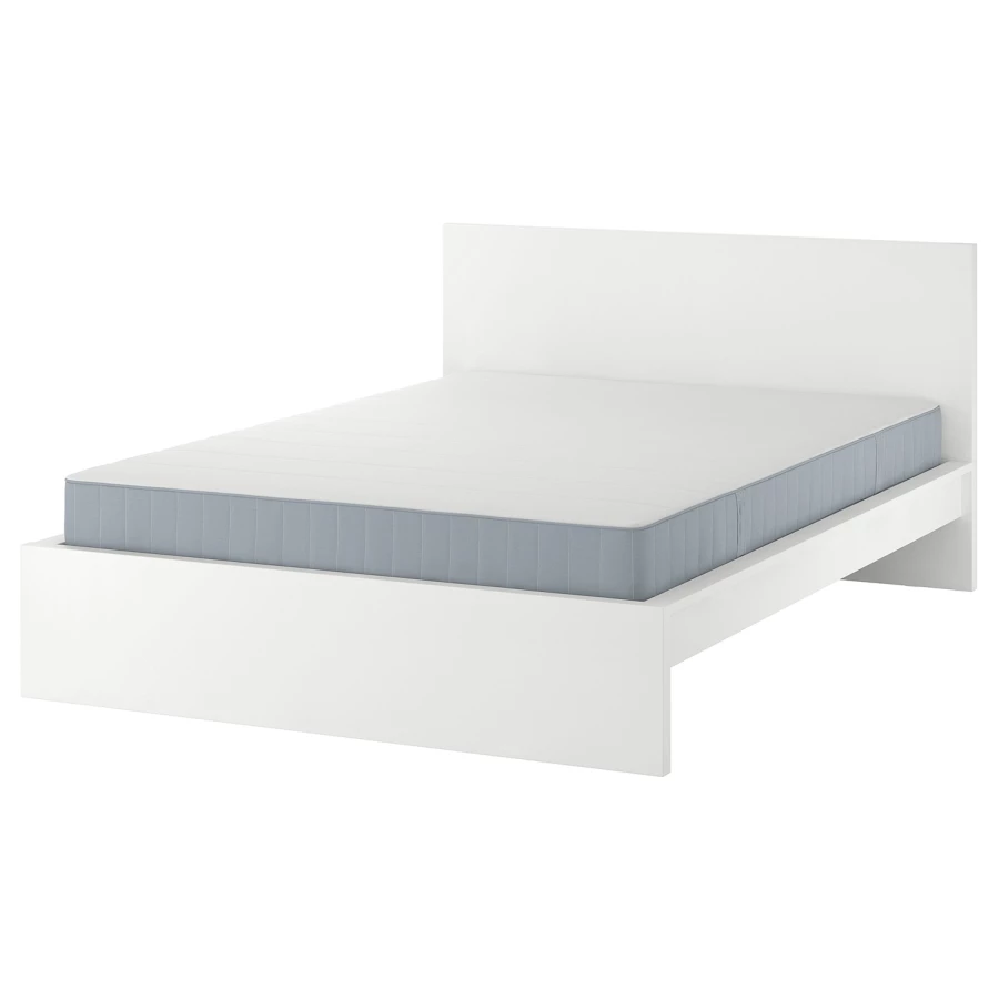 Кровать - IKEA MALM, 200х140 см, матрас средне-жесткий, белый, МАЛЬМ ИКЕА (изображение №1)