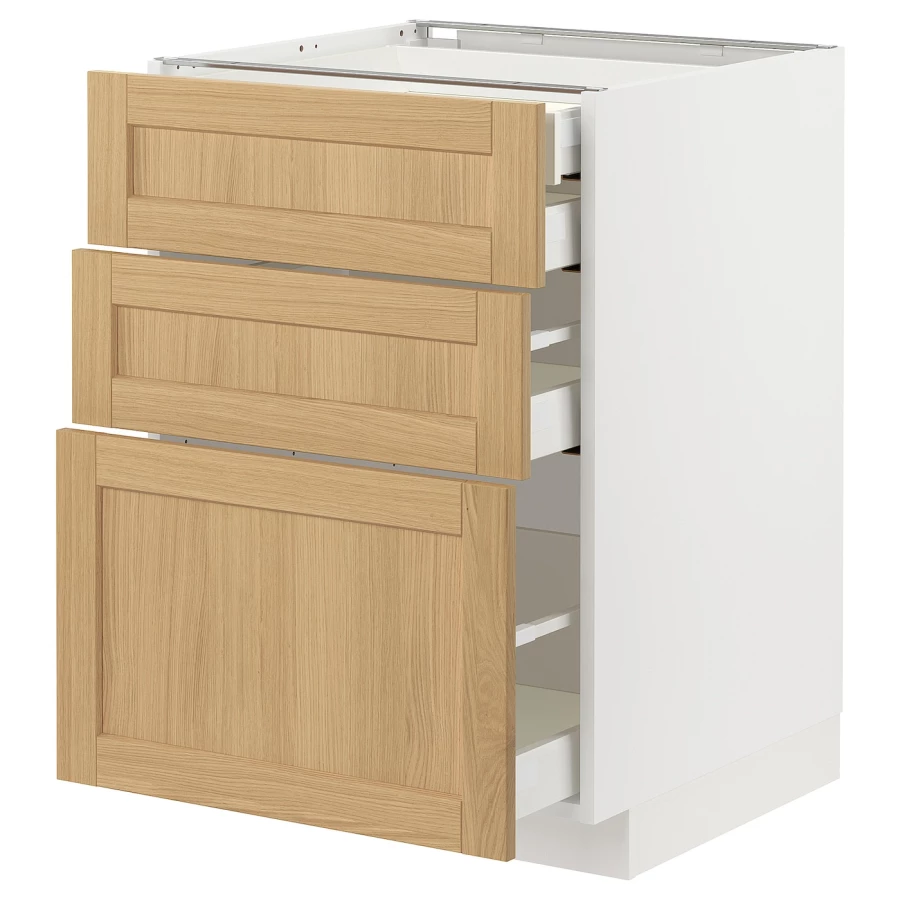 Навесной шкаф - METOD / MAXIMERA IKEA/ МЕТОД/ МАКСИМЕРА ИКЕА,  60х60 см, белый/ под беленый дуб (изображение №1)