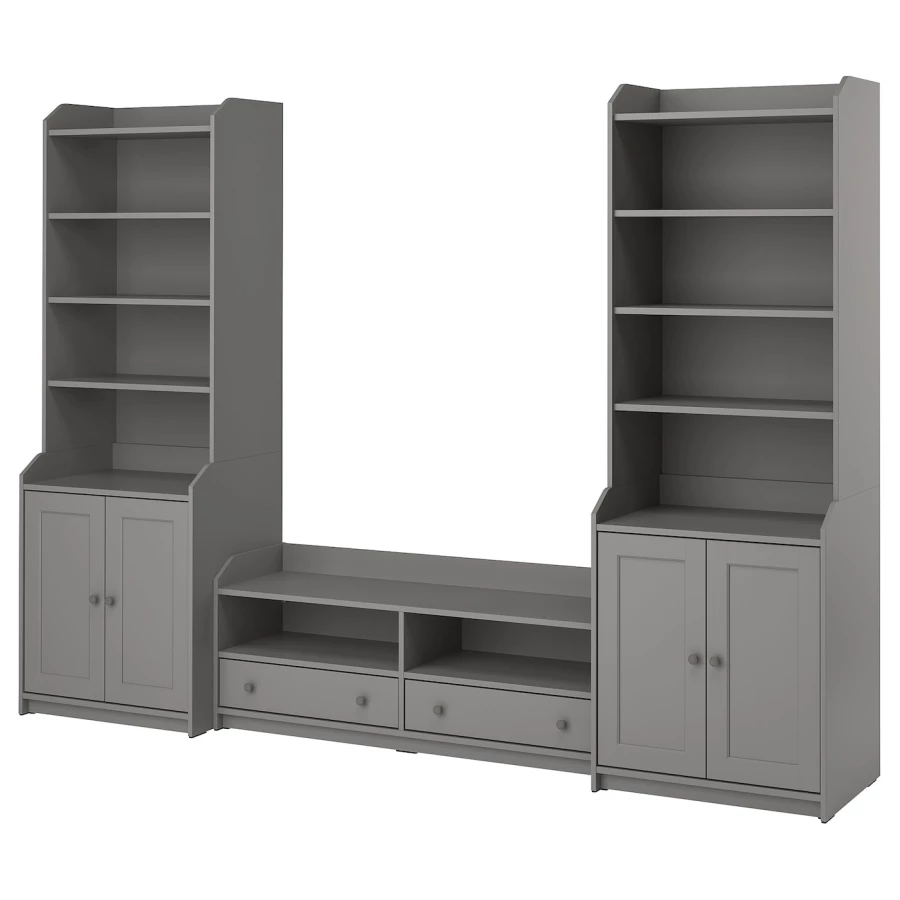 Комплект мебели д/гостиной  - IKEA HAUGA, 199x46x277см, серый, ХАУГА ИКЕА (изображение №1)