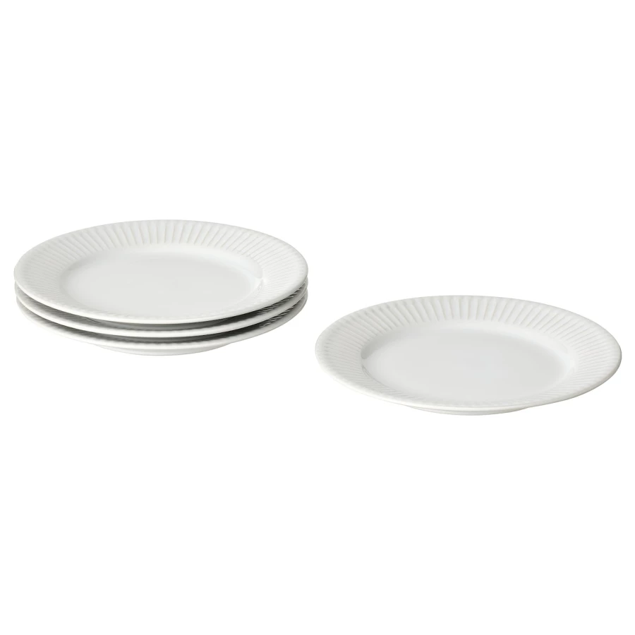 Набор тарелок, 4 шт. - IKEA STRIMMIG, 21 см, белый, СТРИММИГ ИКЕА (изображение №1)