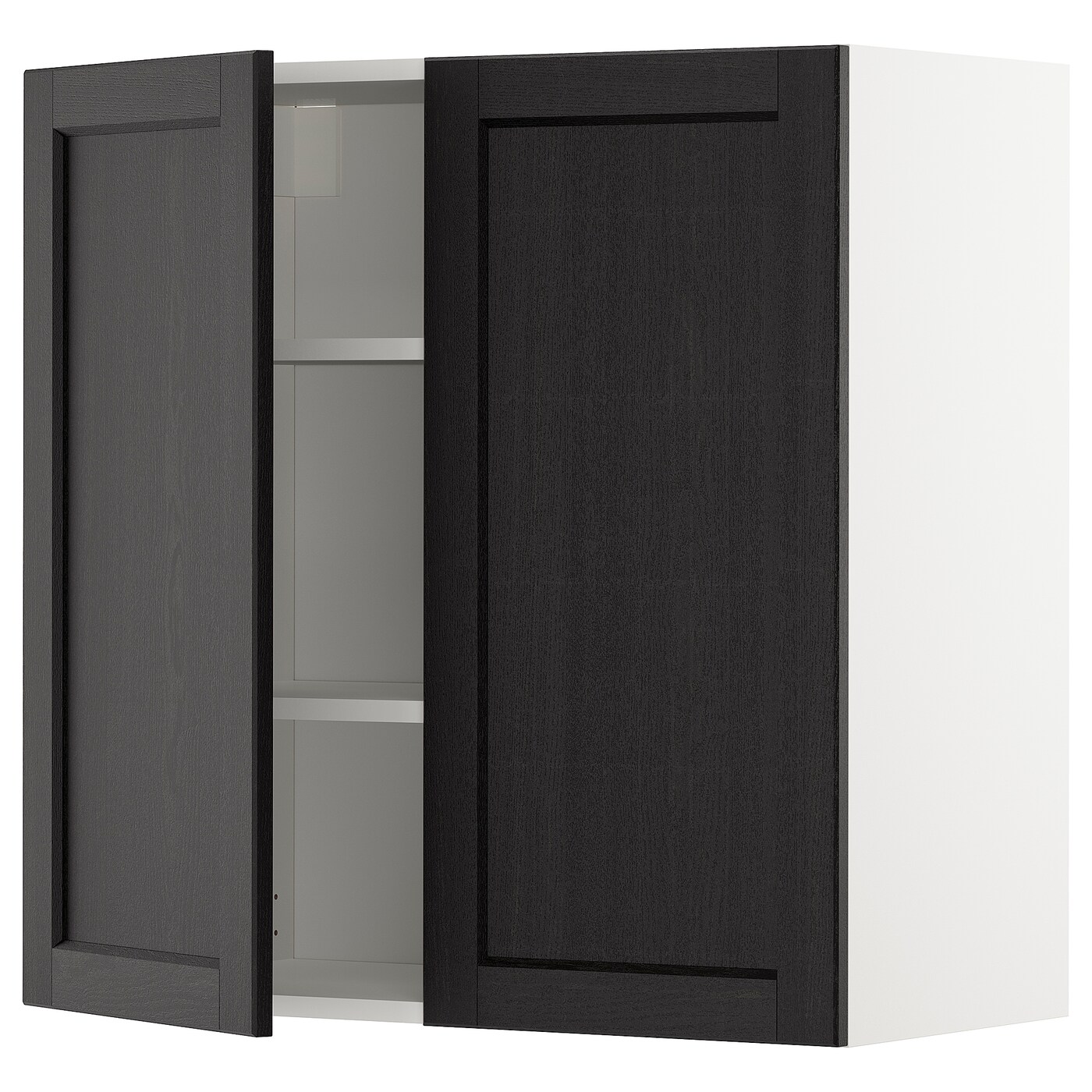 Навесной шкаф с полкой - METOD IKEA/ МЕТОД ИКЕА, 80х80 см,  черный/белый
