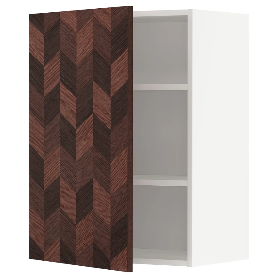 Навесной шкаф с полкой - METOD IKEA/ МЕТОД ИКЕА, 60х80 см, коричневый/белый (изображение №1)