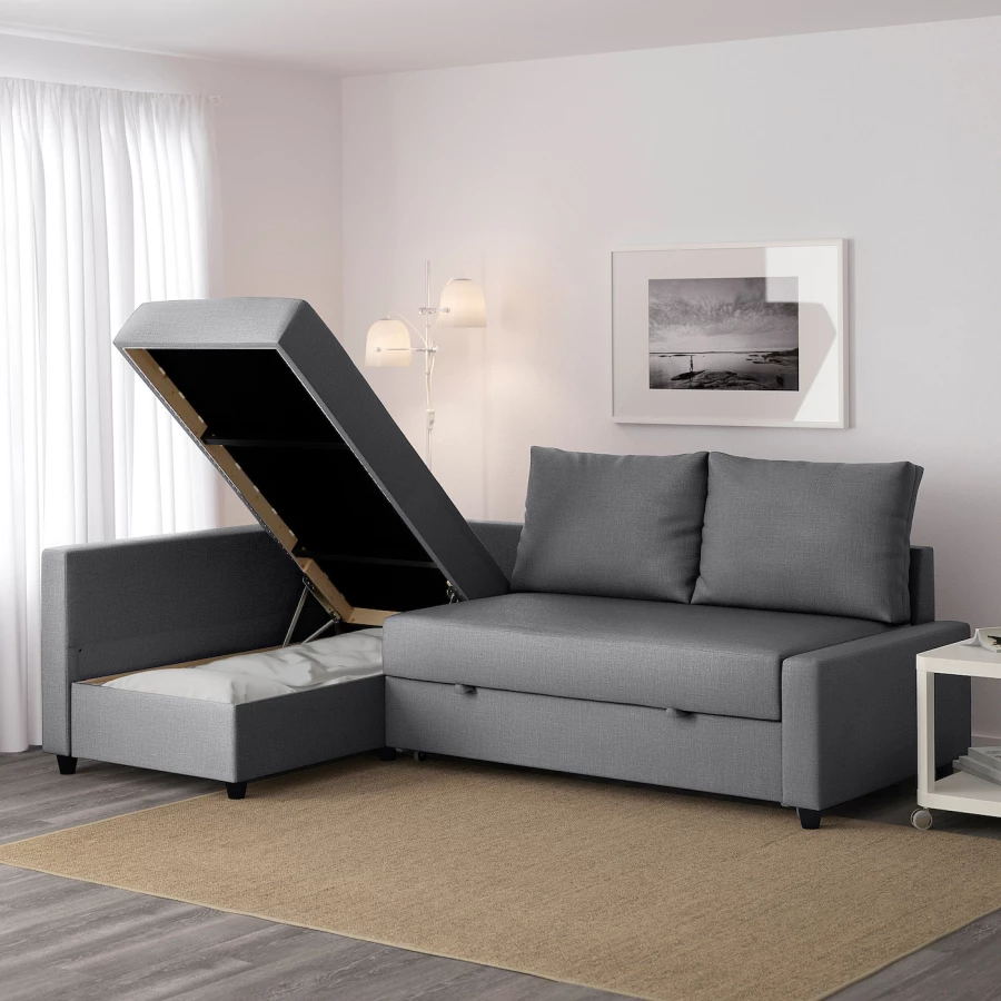 Угловой диван-кровать - IKEA FRIHETEN, 66x151x230см, cерый, ФРИХЕТЭН ИКЕА (изображение №4)