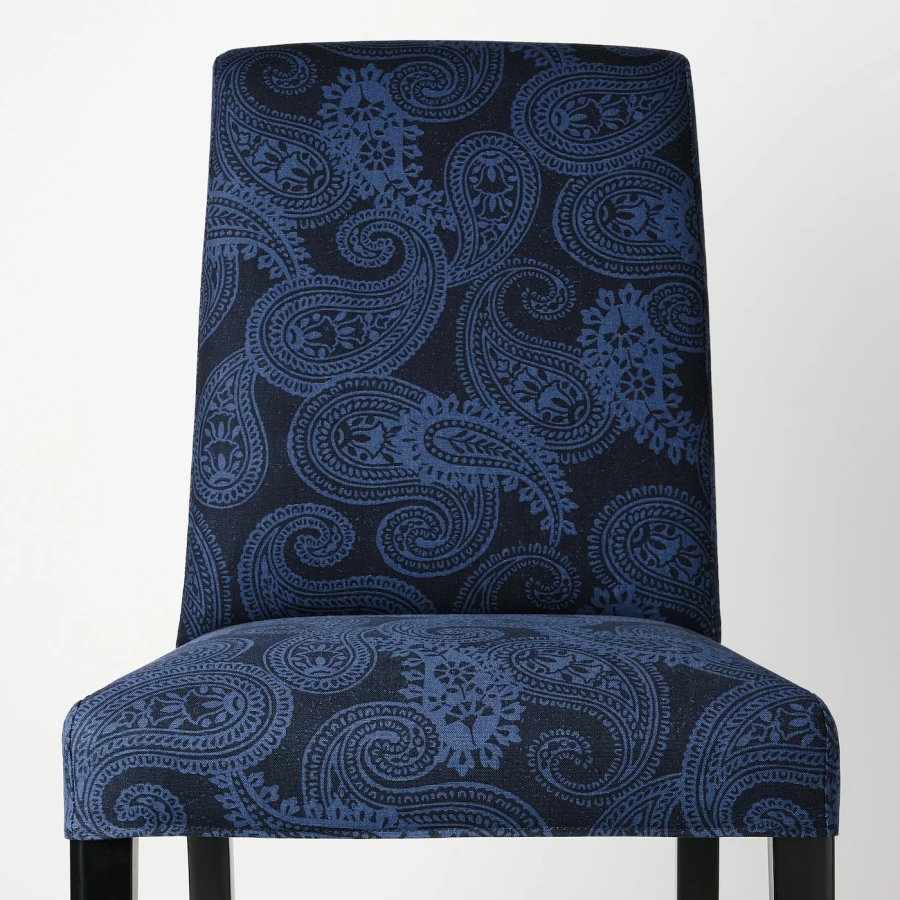 Стол и 4 стула - INGATORP / BERGMUND IKEA/ ИНГАТОРП/БЕРГМУНД ИКЕА, 110х87х74 см, синий с рисунком/коричневый (изображение №8)