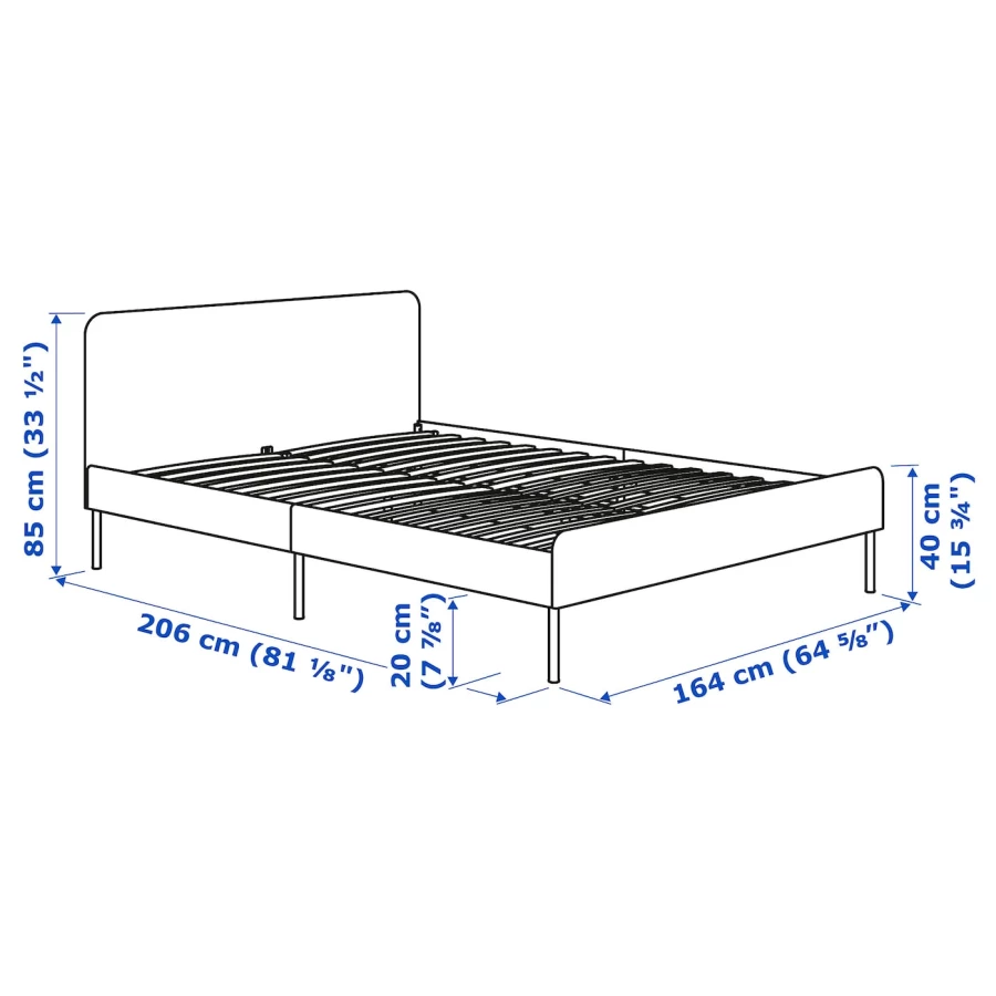 Каркас кровати - SLATTUM IKEA/  СЛАТТУМ  ИКЕА,  206х164 см, черный (изображение №7)