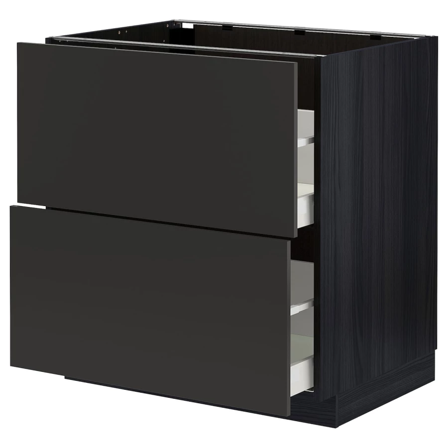 Напольный кухонный шкаф  - IKEA METOD MAXIMERA, 88x62x80см, черный, МЕТОД МАКСИМЕРА ИКЕА (изображение №1)
