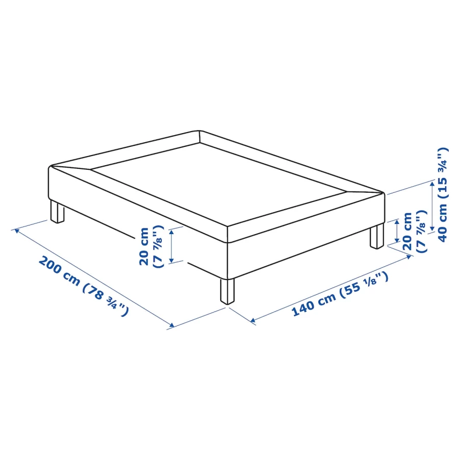 Каркас кровати - LYNGÖR / LYNGОR IKEA/ ЛЮНГЕРЬ ИКЕА, 140х200 см, белый (изображение №6)