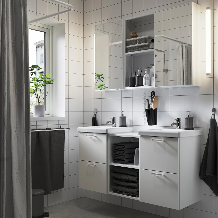 Комбинация для ванной - IKEA ENHET, 124х43х65 см, белый, ЭНХЕТ ИКЕА (изображение №2)