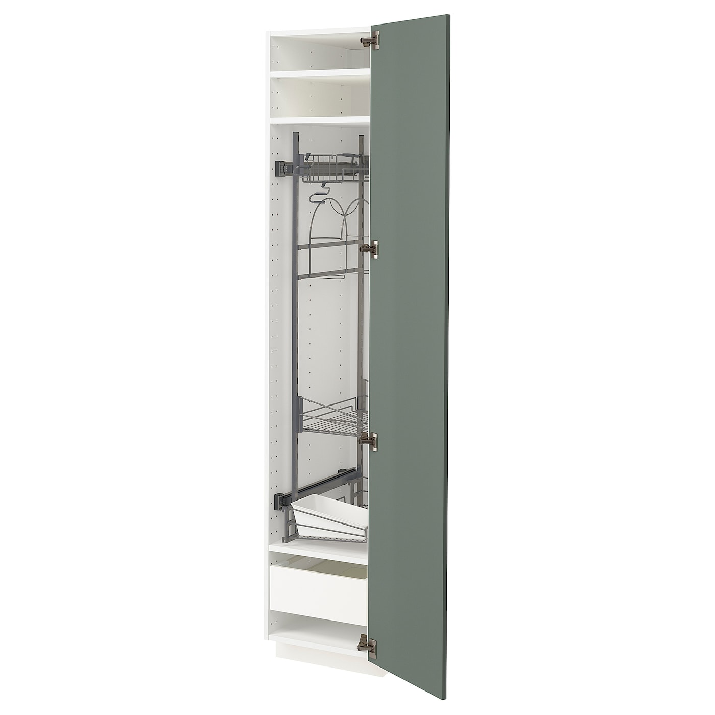 Высокий шкаф/бытовой - IKEA METOD/MAXIMERA/МЕТОД/МАКСИМЕРА ИКЕА, 200х60х40 см, белый/темно-зеленый