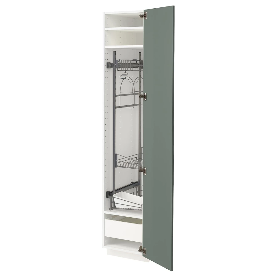 Высокий шкаф/бытовой - IKEA METOD/MAXIMERA/МЕТОД/МАКСИМЕРА ИКЕА, 200х60х40 см, белый/темно-зеленый (изображение №1)