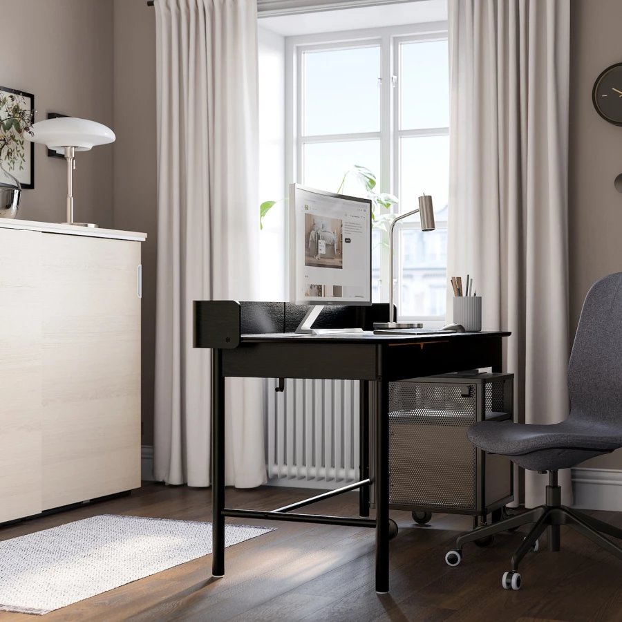 Письменный стол с ящиками - IKEA RIDSPÖ/RIDSPO, 140х70 см, антрацит, РИДСПО ИКЕА (изображение №5)