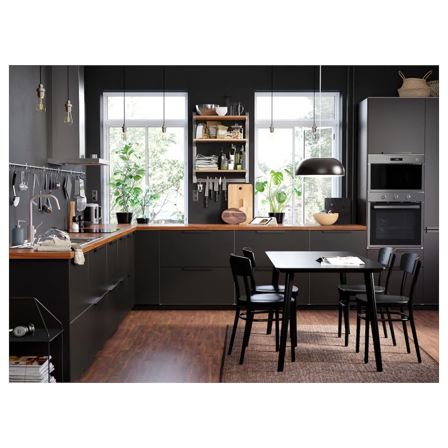 Стул деревянный - IKEA IDOLF, 80х42х47 см, черный, ИДОЛЬФ ИКЕА (изображение №3)