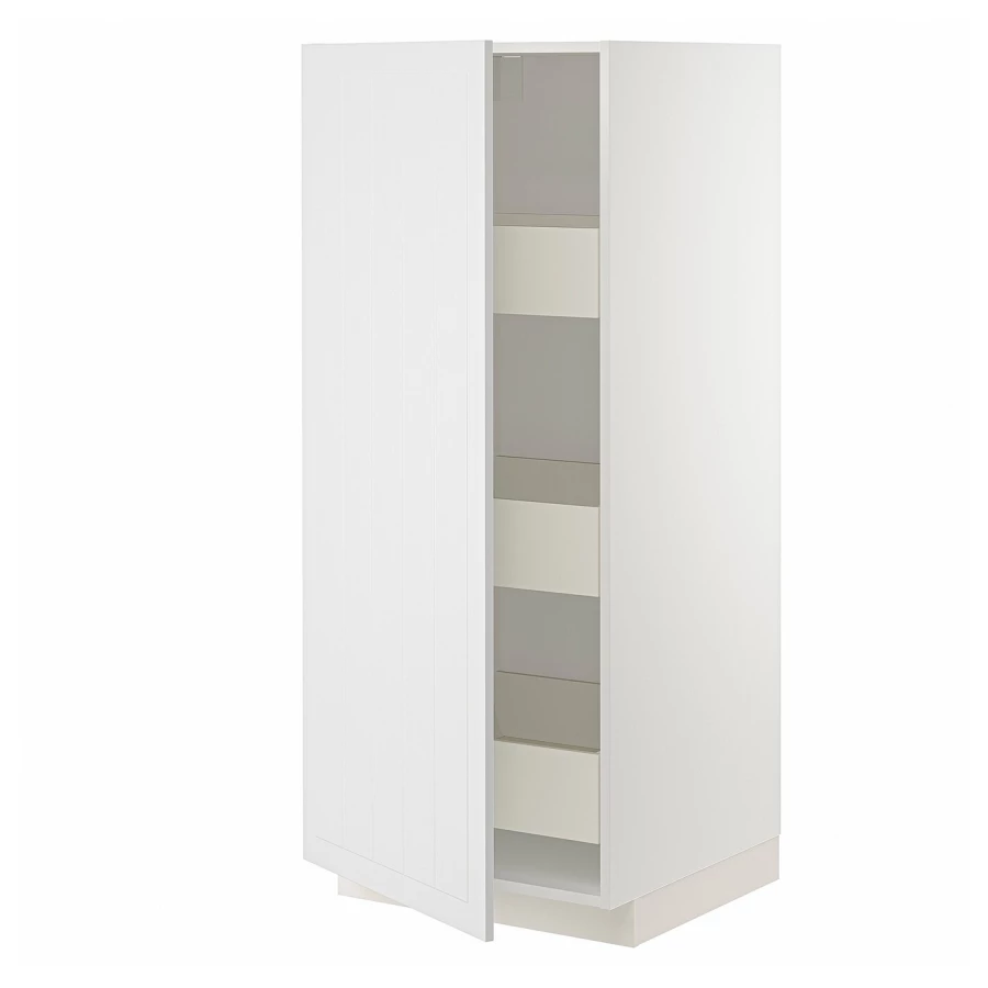 Высокий шкаф - IKEA METOD/MAXIMERA/МЕТОД/МАКСИМЕРА ИКЕА, 140х60х60 см, белый (изображение №1)