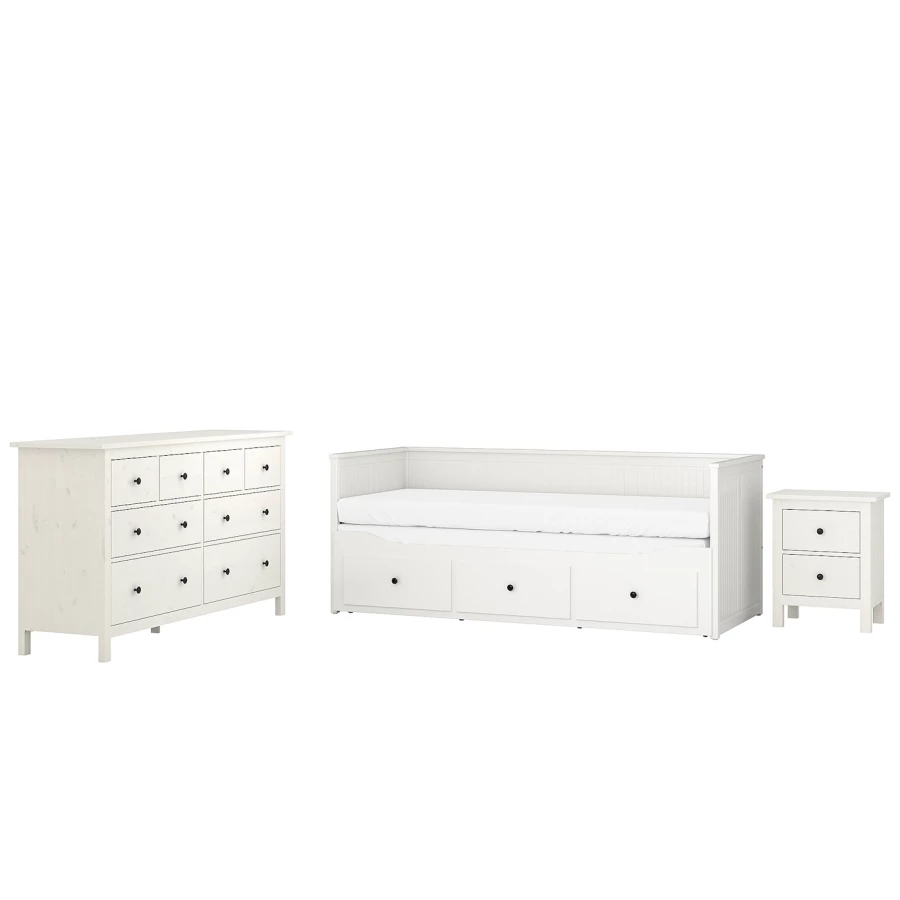 Комплект мебели д/спальни  - IKEA HEMNES, 200x80см, белый, ХЕМНЭС ИКЕА (изображение №1)