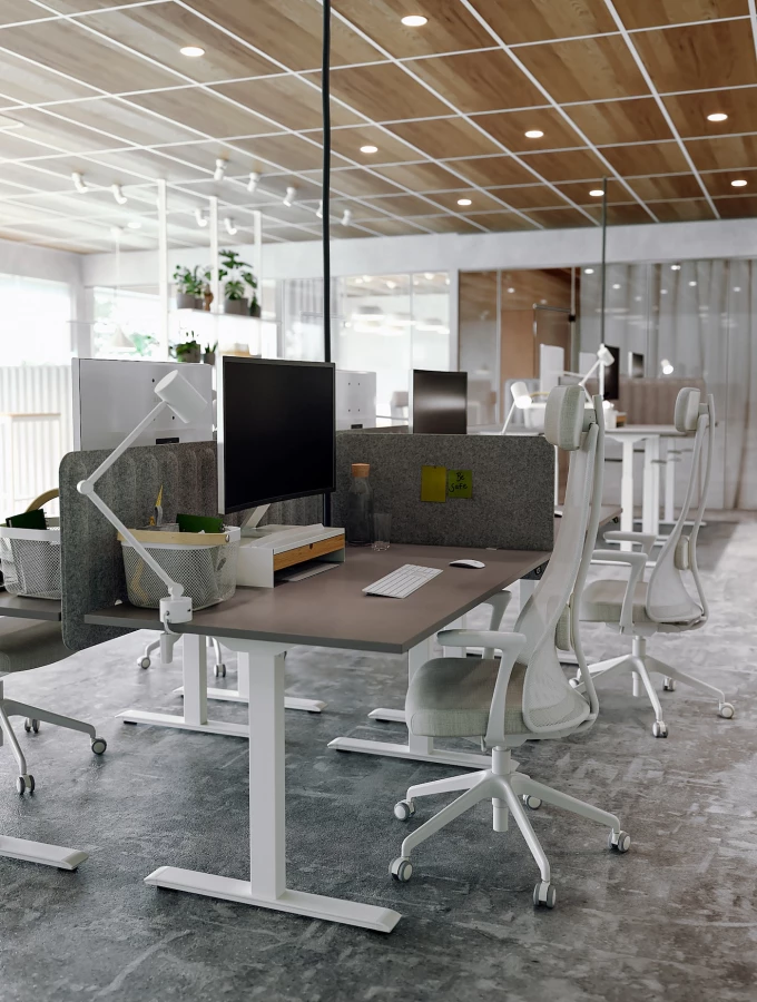 Письменный стол  - IKEA RODULF /РОДУЛЬФ  ИКЕА, 140х80 см, белый/серый (изображение №10)