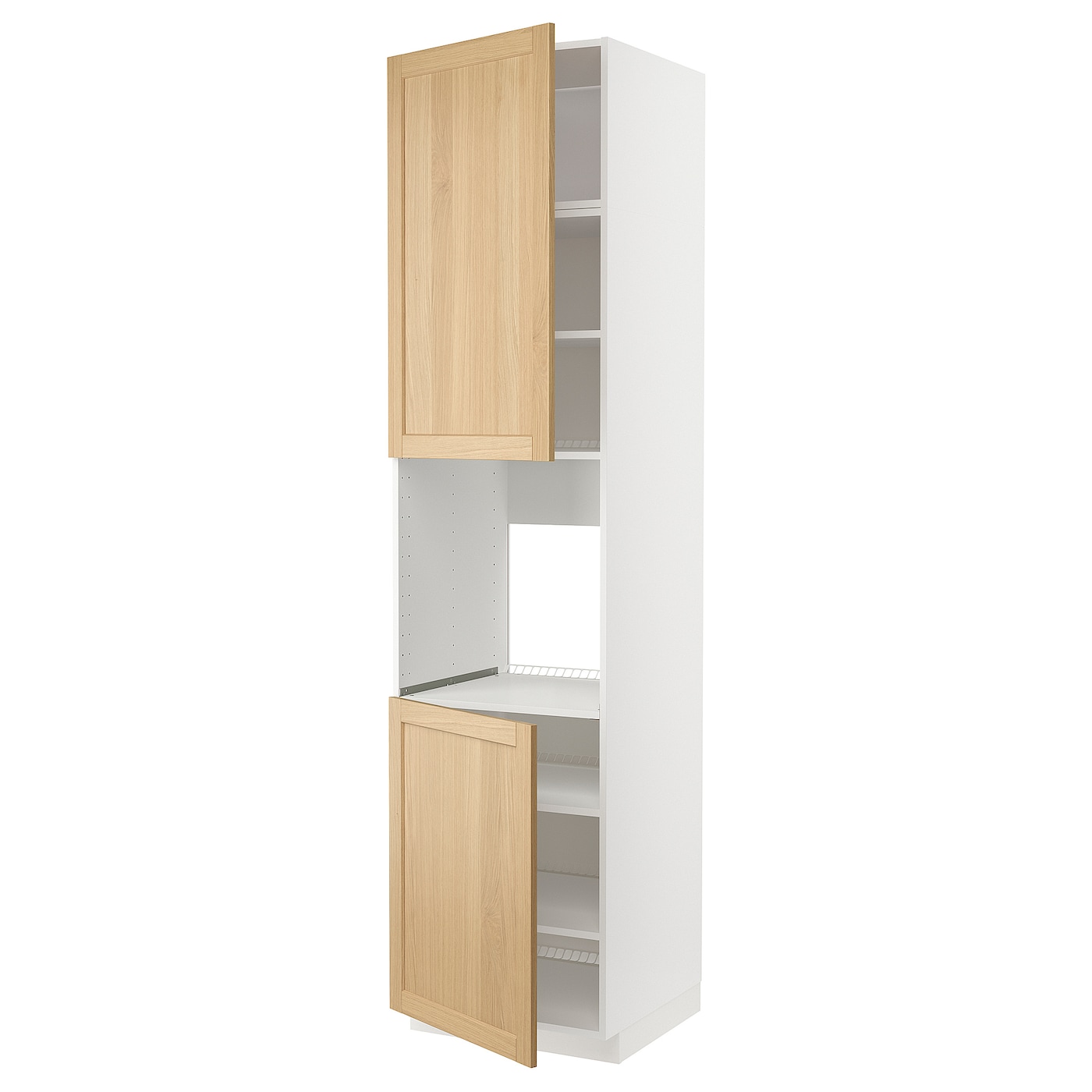Высокий кухонный шкаф с полками - IKEA METOD/МЕТОД ИКЕА, 240х60х60 см, белый/светло-коричневый