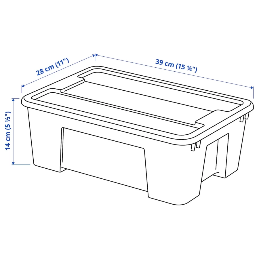 Коробка с крышкой - SAMLA IKEA/ САМЛА ИКЕА, 39х28х14  см, прозрачный (изображение №4)