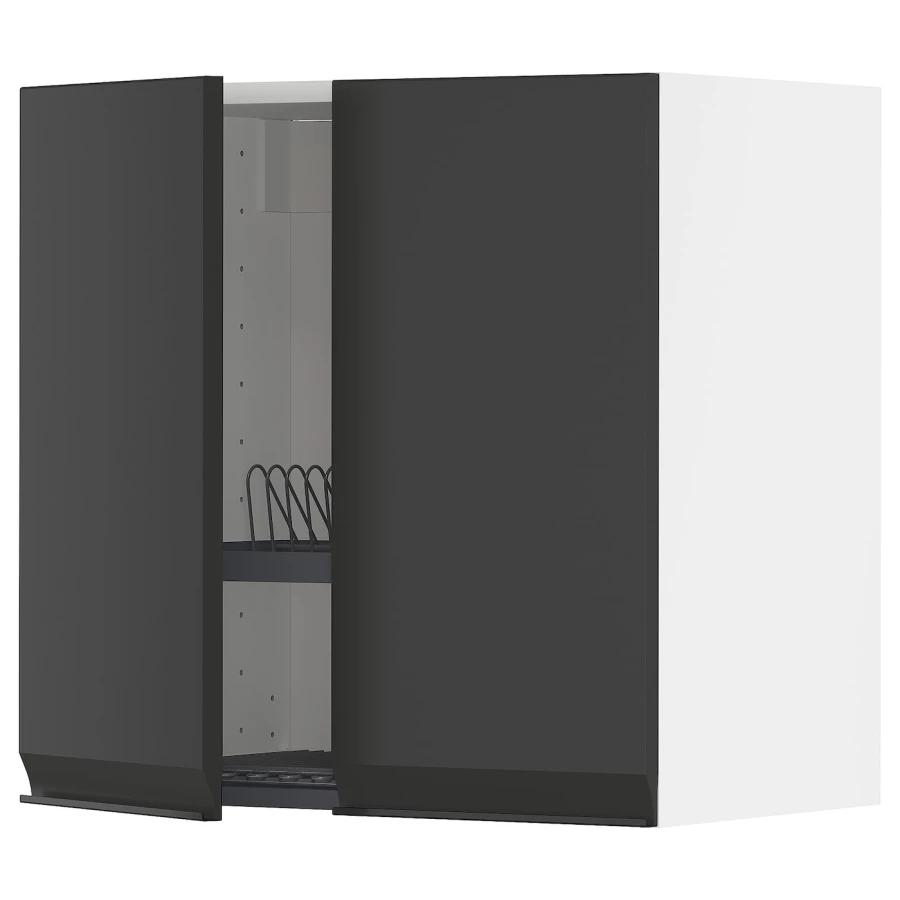 Навесной шкаф с сушилкой - METOD IKEA/ МЕТОД ИКЕА, 60х60 см, белый/черный (изображение №1)