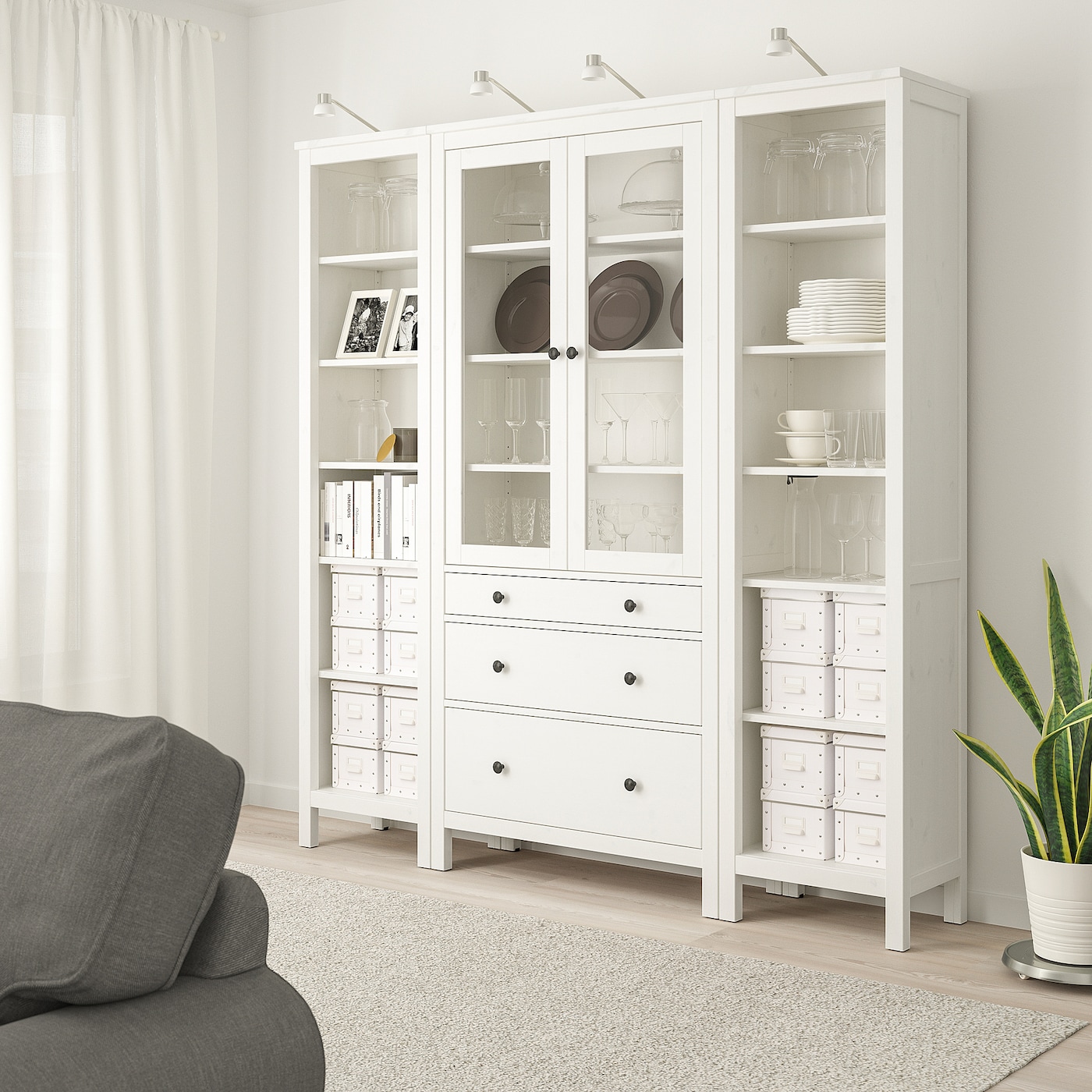 Шкаф со стеклянными дверцами - IKEA HEMNES/ ХЕМНЭС ИКЕА,188x197х37