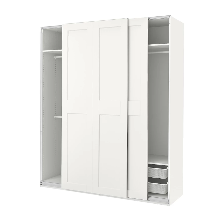 Шкаф-купе - IKEA PAX/GRIMO/ПАКС/ГРИМО ИКЕА, 200x66x236 см, белый (изображение №1)