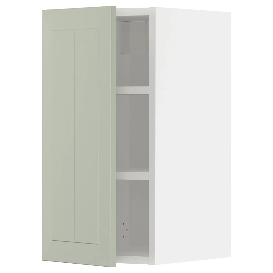 Навесной шкаф с полкой - METOD IKEA/ МЕТОД ИКЕА, 60х30 см, белый/зеленый (изображение №1)