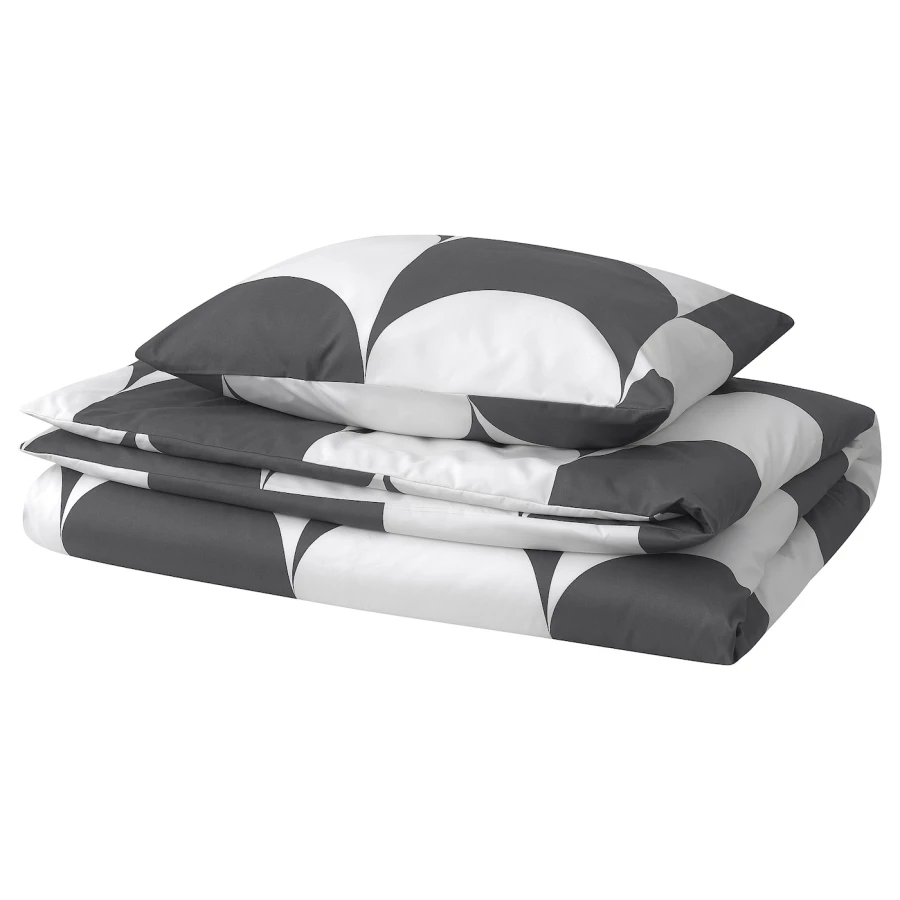 Пододеяльник и наволочка - BRUKSVARA  IKEA/  БРУКСВАРА ИКЕА, 200/150/59 см, белый/черный (изображение №1)