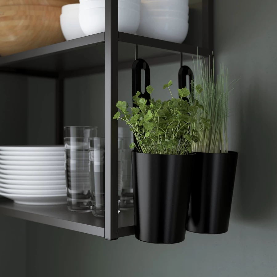Угловая кухонная комбинация для хранения - ENHET  IKEA/ ЭНХЕТ ИКЕА, 190,5х228,5х75 см, белый/серый/бежевый/черный (изображение №11)
